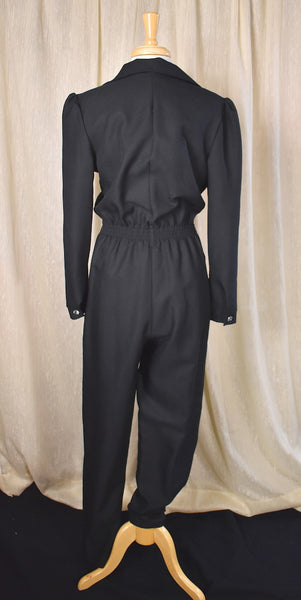 1980s Black Rhinestone Jumpsuit