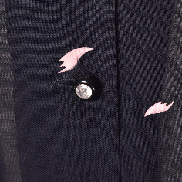 1950s Black & Pink Feather Shirt Dress