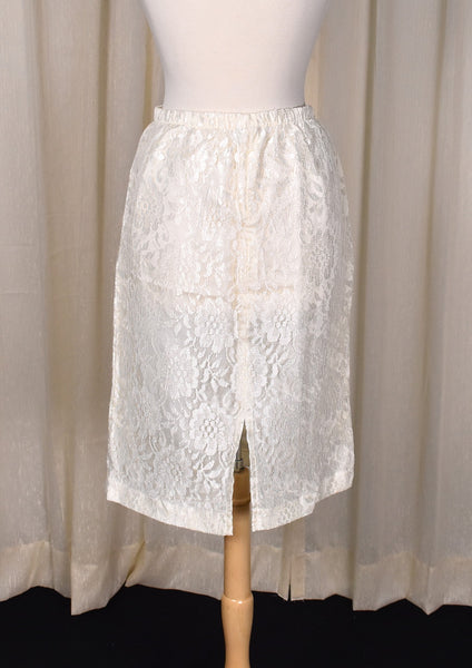 1940s Style Romantic Cream Lace Skirt Suit