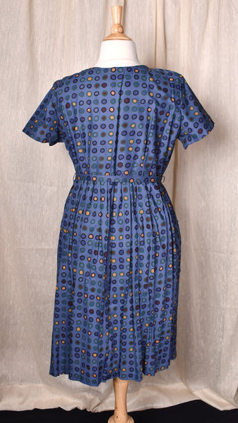 NWOT 1950s Blue Polka Dot Pocket Dress