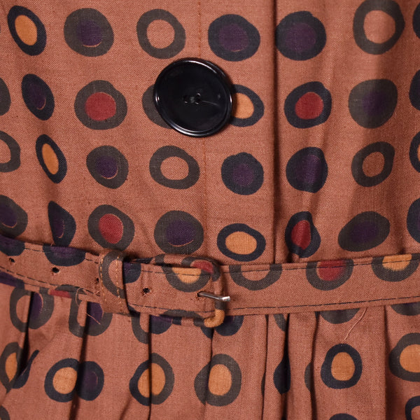 NWT 1950s Brown Polka Dot Pocket Dress