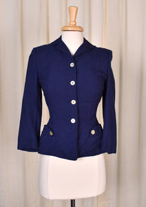 1950s Blue Faux Pocket Blazer Jacket