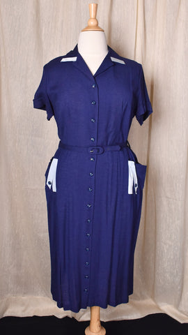 NWT 1950s Blue Ribbon Pocket Dress