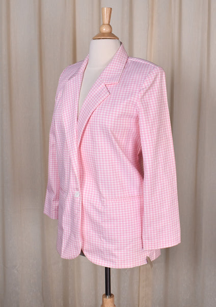 NWT 1980s Pink Gingham Blazer Jacket