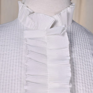 1960s White Long Sleeve Ruffle Pleat Blouse