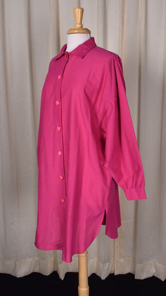 1980s Raspberry Pink Oversize Blouse