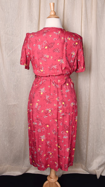 1940s Atomic Squiggle Print Dress