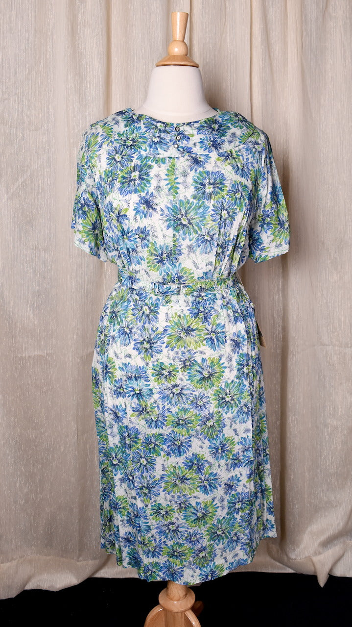 NWT 1950s Blue Daisy & Rhinestone Dress