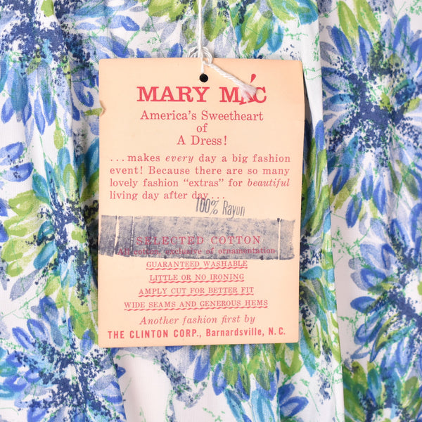 NWT 1950s Blue Daisy & Rhinestone Dress