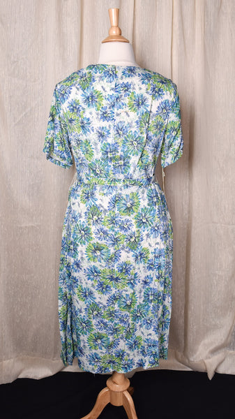 NWT 1950s Blue Daisy & Rhinestone Dress