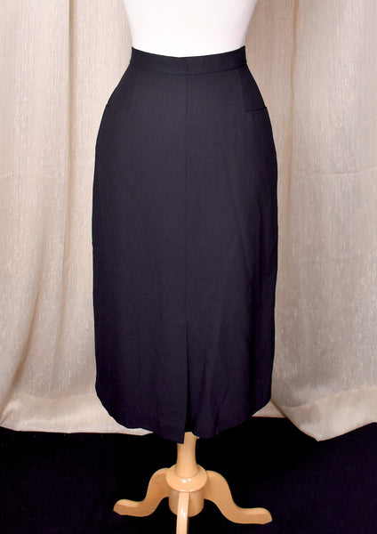 1950s Style Front Slit Black Pencil Skirt