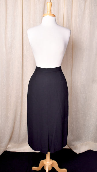 1950s Style Front Slit Black Pencil Skirt