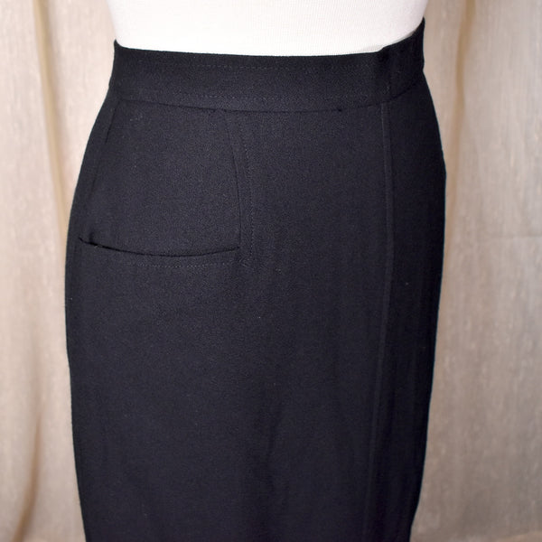 1950s Style Front Slit Black Pencil Skirt