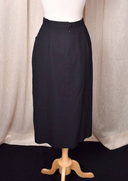 1950s Style Front Slit Black Pencil Skirt