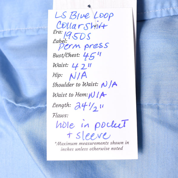 1950s LS Blue Loop Collar Shirt