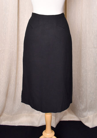 1950s Black Wool Tulip Pocket Skirt