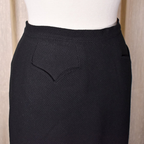 1950s Black Wool Tulip Pocket Skirt