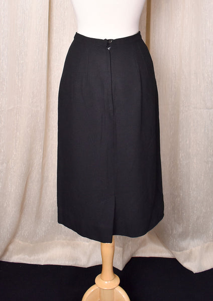 1950s Black Wool Tulip Pocket Skirt