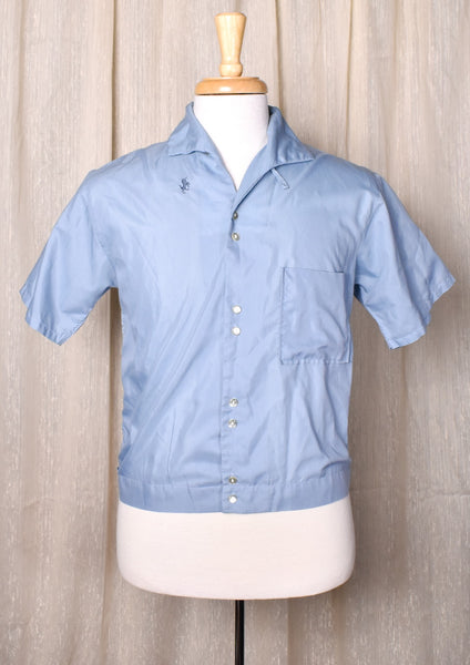 1950s SS Blue Tab & Loop Collar Shirt