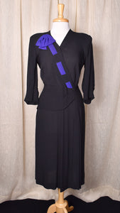 1940s Asymmetrical Bow Peplum Dress