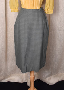 1950s Olive Green Plaid Pencil Skirt