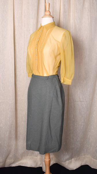 1950s Olive Green Plaid Pencil Skirt