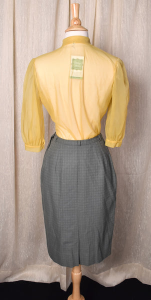 1950s Olive Green Plaid Pencil Skirt