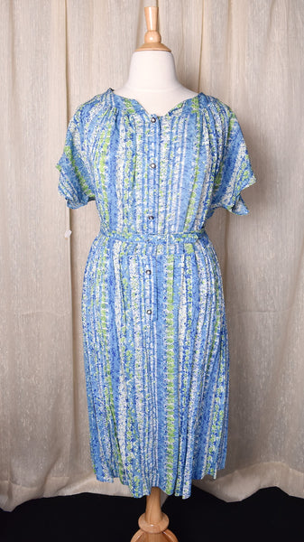 NWT 1950s Floral Stripe Button Down Dress