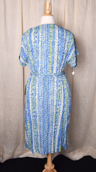 NWT 1950s Floral Stripe Button Down Dress