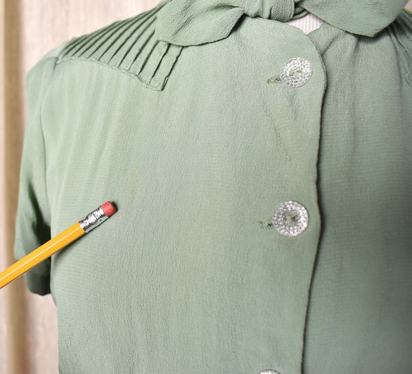 1940s Celery Green Shirt Dress