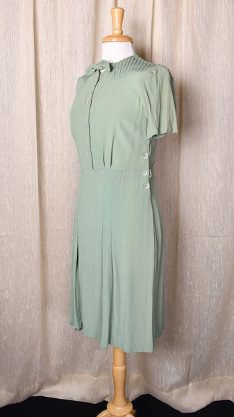 1940s Celery Green Shirt Dress