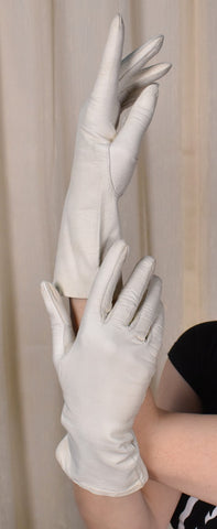 Soft Off White Leather Driving Gloves