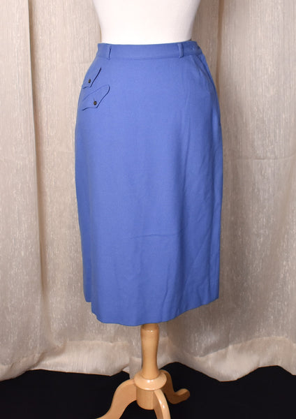 1950s Periwinkle Blue Wool Pencil Skirt