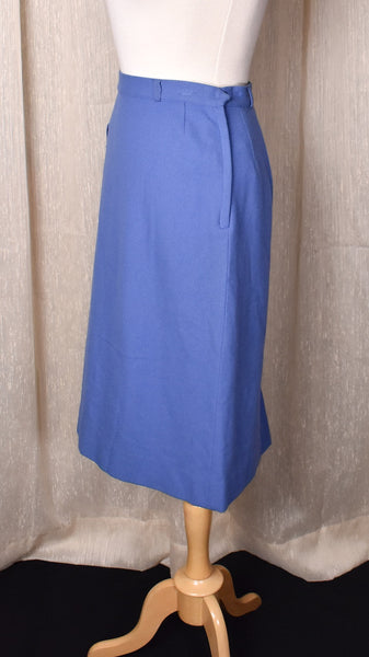 1950s Periwinkle Blue Wool Pencil Skirt