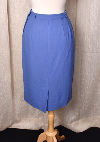 1950s Periwinkle Blue Wool Pencil Skirt