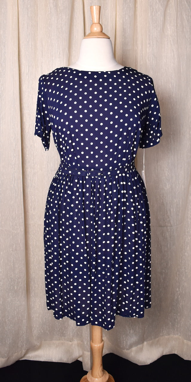 NWT 1950s Navy Polka Dot Dress