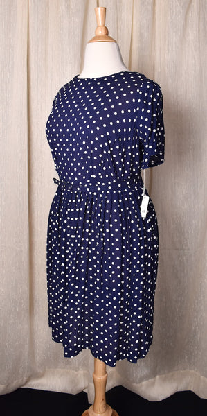 NWT 1950s Navy Polka Dot Dress