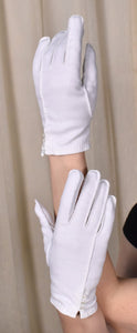 Short White Tiny Button Gloves