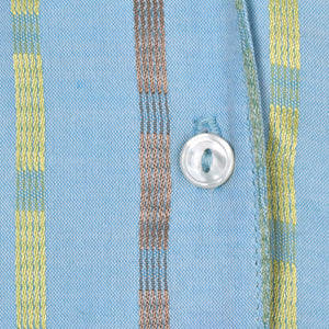 1950s Blue Iridescent Stripe Sleeveless Blouse