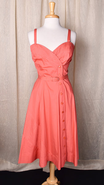 1950s Coral Swing Dress w Bolero Jacket