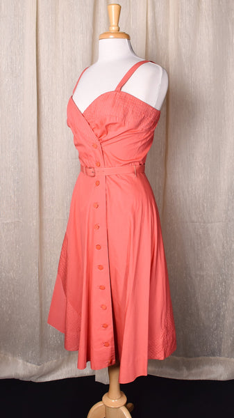 1950s Coral Swing Dress w Bolero Jacket