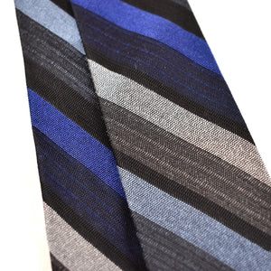 NOS 1960s Thin Black & Sky Blue Striped Tie