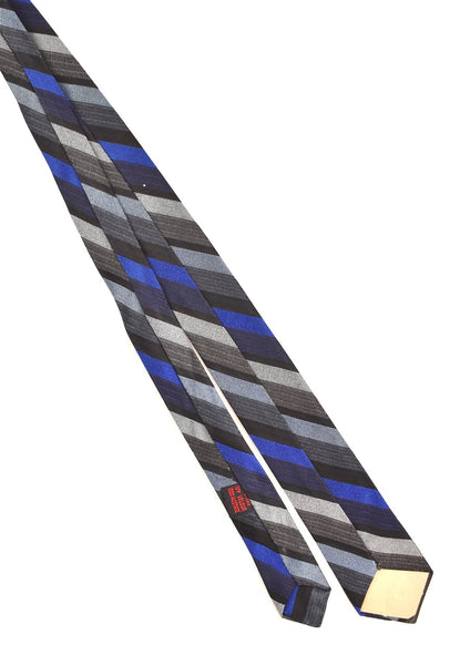 NOS 1960s Thin Black & Sky Blue Striped Tie