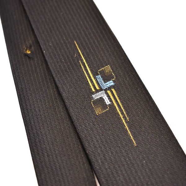 NOS 1960s Black & Gold Reflecting Squares Tie