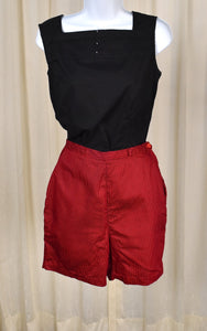 1950s Red & Black High Waisted Shorts