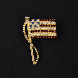 Rhinestone American Flag Brooch Pin