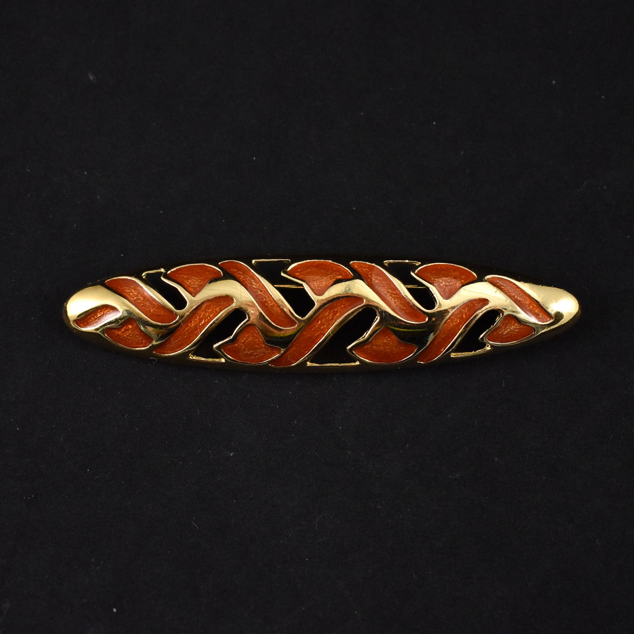 Victorian Inspired Enamel Openwork Trifari Bar Brooch