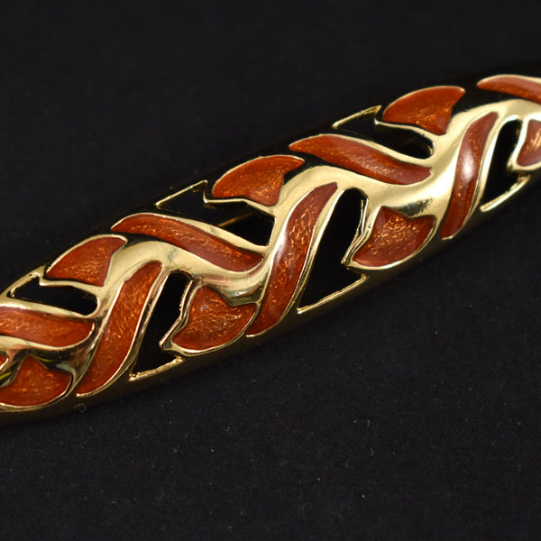 Victorian Inspired Enamel Openwork Trifari Bar Brooch