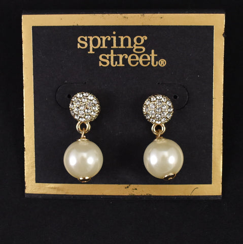 NOC Rhinestone & Pearl Drop Earrings