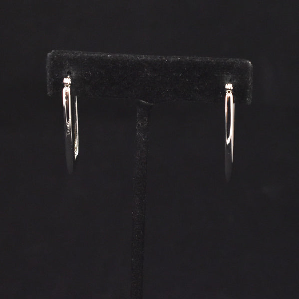 Rectangular Silver Hoop Earrings